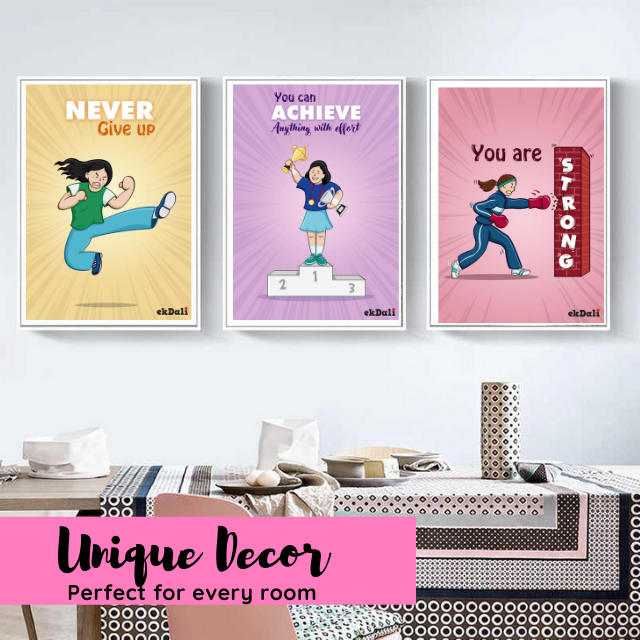 Super Power Girls Set of 6 motivational posters for Girls